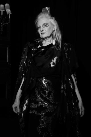 Black and white photograph of Vivienne Westwood