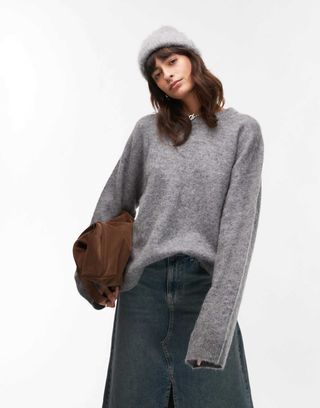 Arket Super Soft Alpaca Wool Blend Relaxed Sweater in Grey