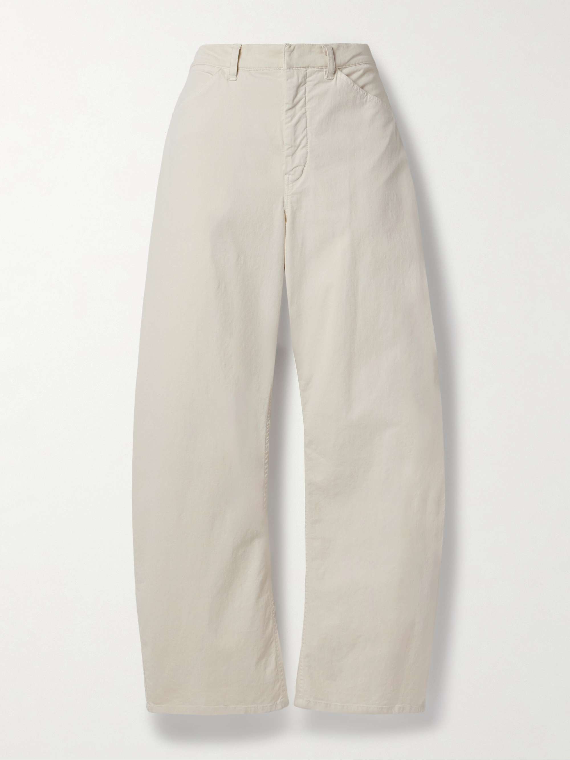 Tribeca Brushed Cotton-Blend Twill Barrel-Leg Pants