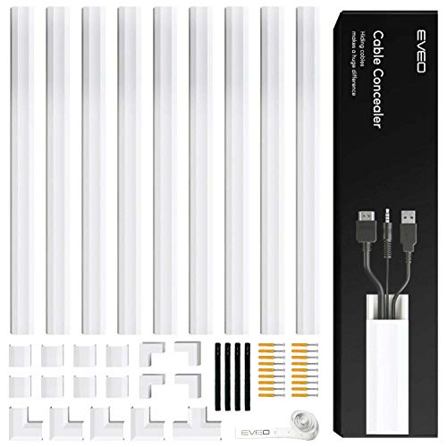 Cord Covers for Wires on Wall - 153in Cable Management Cable Hider - Cord Hiders for Tv on Wall - Paintable Cable Concealer - Wire Covers for Cords - 9x (l17 X W0.95 X H0.5) - White