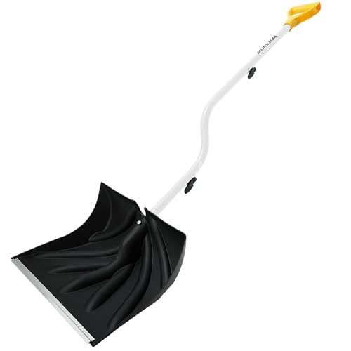 Yeitsnow Snow Shovel for Driveway Ergonomic Design 17&amp;rdquo; Reinforced Heavy Duty Snow Removal Easy Assembled Tool in Winter Snowy Day for Garage Car Parking Port Workshop Barn