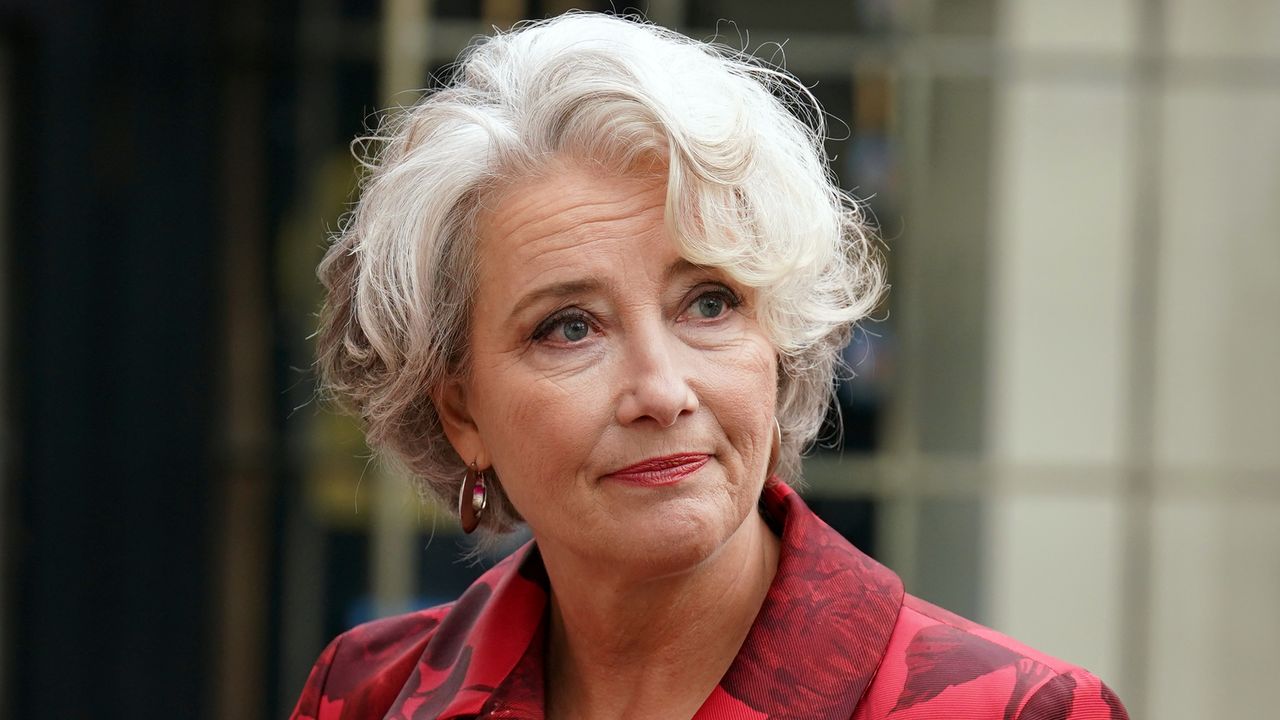 Emma Thompson arrives at Westminster Abbey ahead of the Coronation of King Charles III and Queen Camilla on May 6, 2023