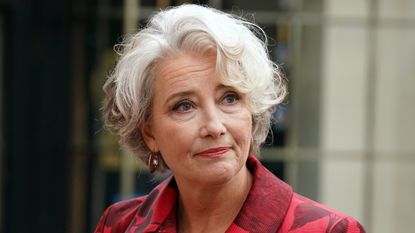 Emma Thompson arrives at Westminster Abbey ahead of the Coronation of King Charles III and Queen Camilla on May 6, 2023