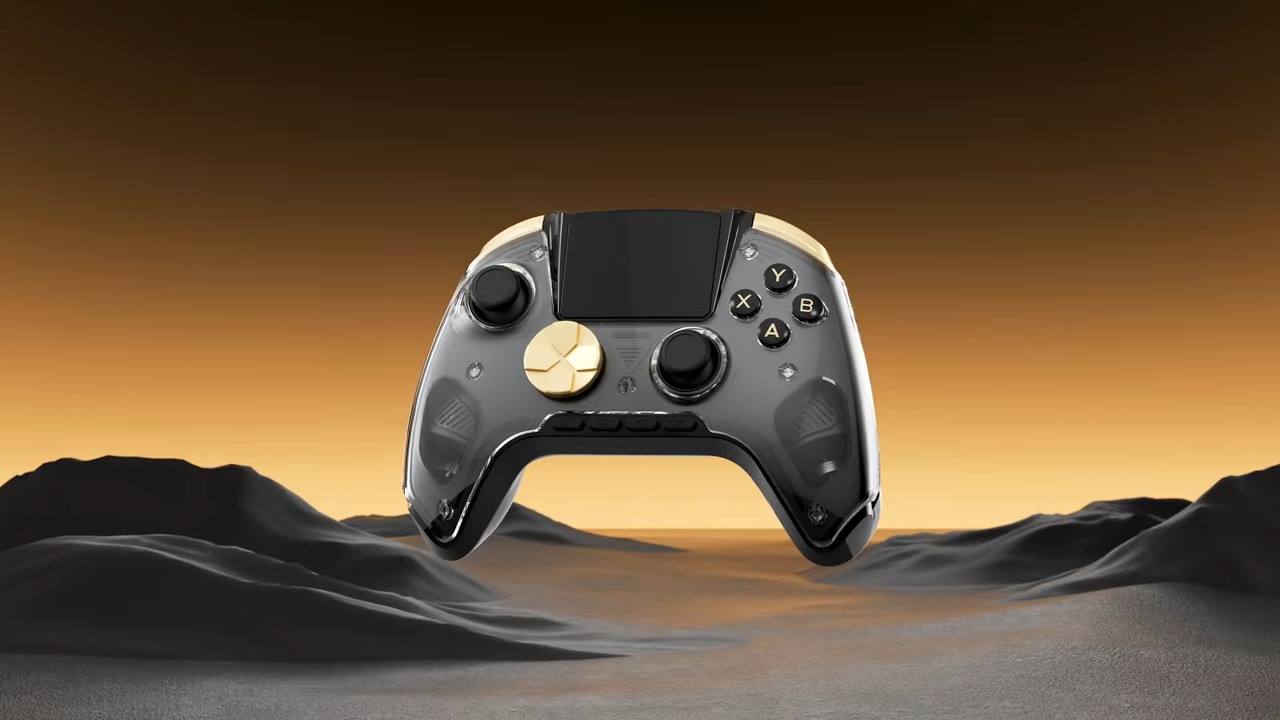 The black Anbernic RG G01 controller in a reveal image