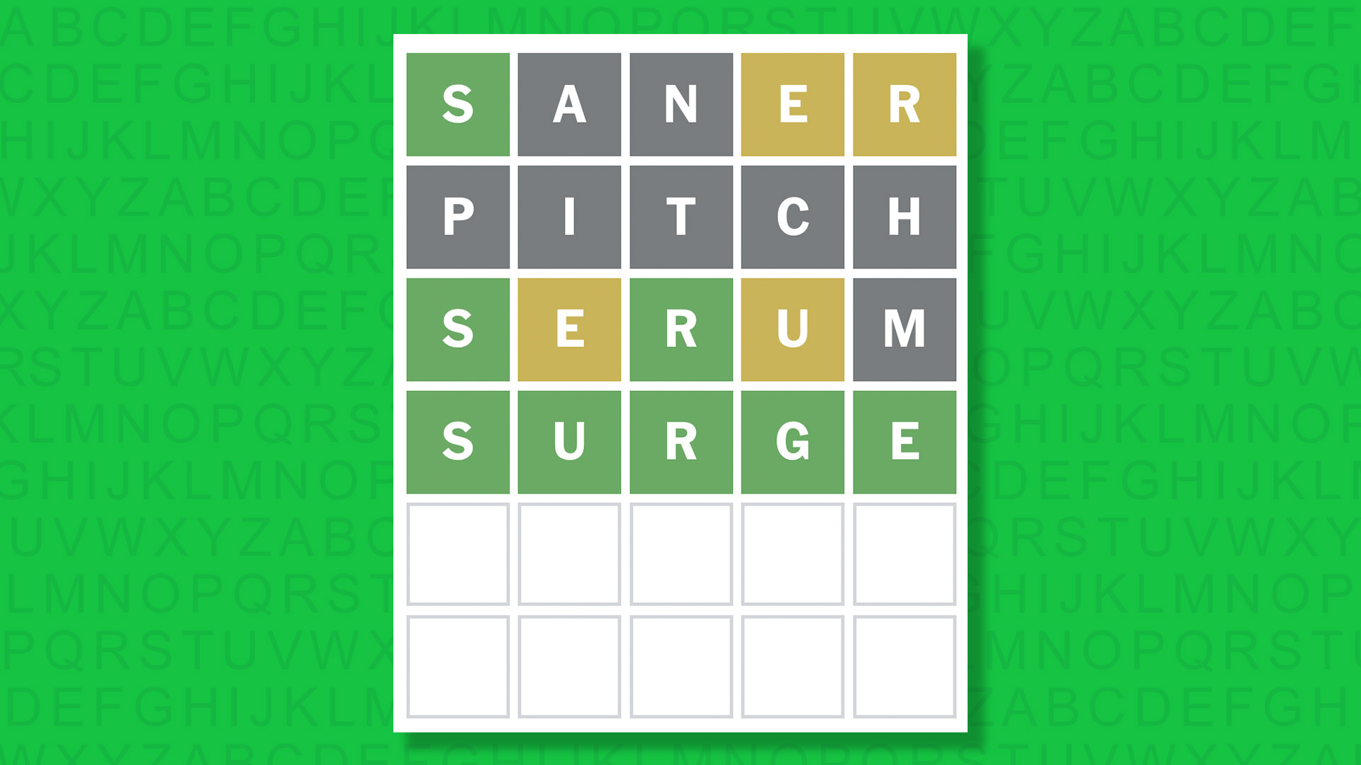 NYT Wordle answer for game 1699 on a green background