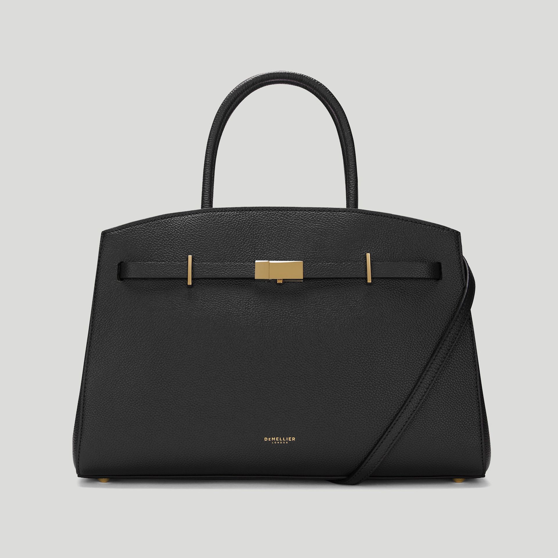 The Midi Hudson | Black Small Grain | Demellier