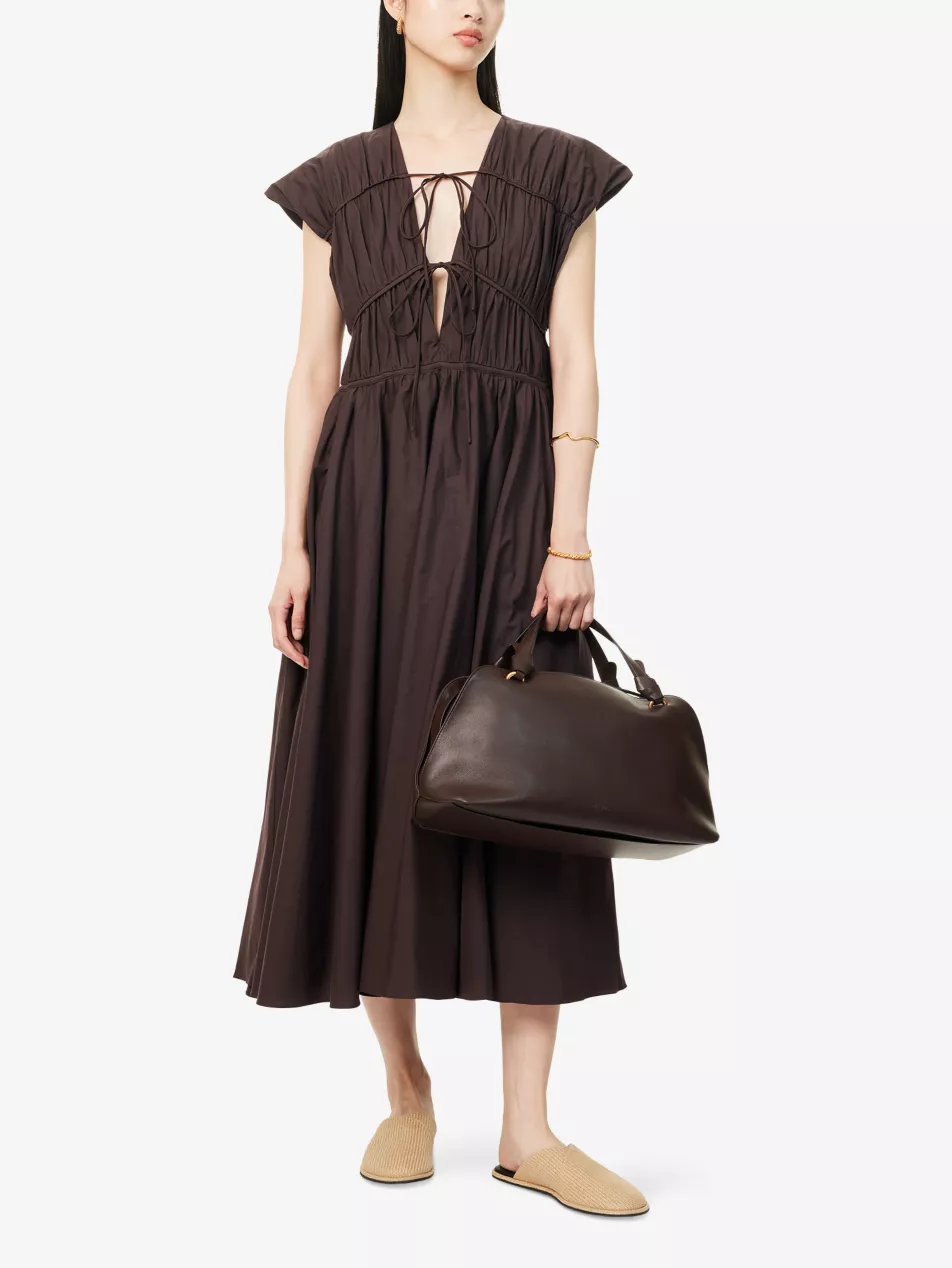 Ceres Short-Sleeve Cotton-Poplin Maxi Dress