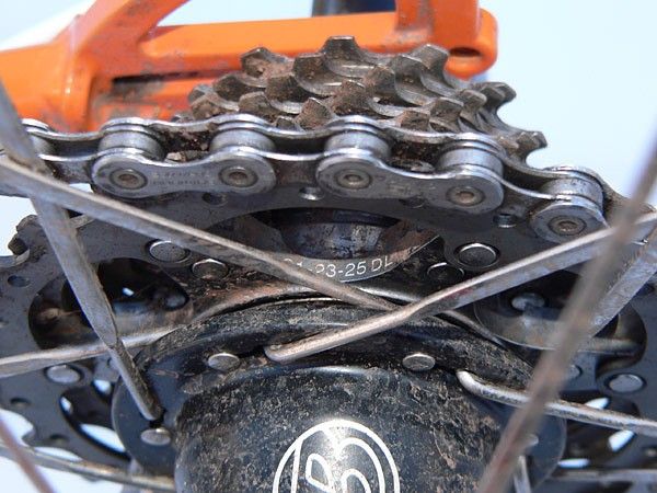 A Shimano Dura-Ace 12-25T cassette provides suitably wide gearing for most CX courses.