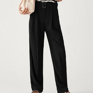 Belted Relaxed Straight Trousers