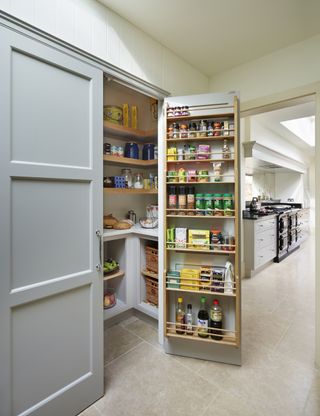 Walk in pantry with door shelving