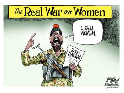 Editorial cartoon war on women Boko Haram