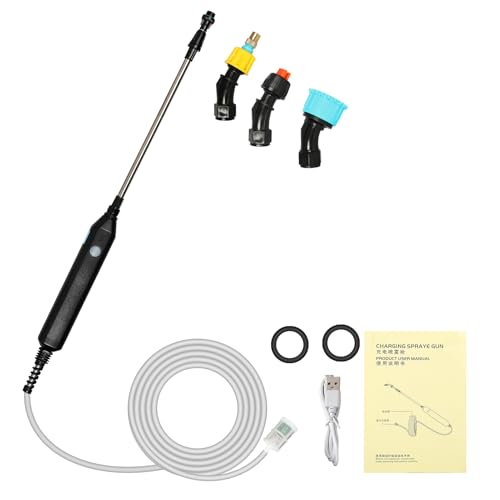Portable Electric Sprayer, Usb Rechargeable Long Rod Sprayer Telescopic Spray Gun With 3 Nozzles+3m Hose, for Outdoor Watering, Garden, Car Cleaning