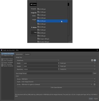 Create new project menu in GIMP 3.0