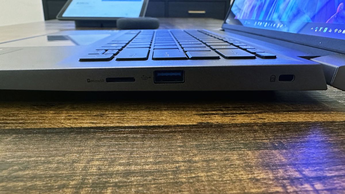 Side-view of the Acer Swift X 14's right-side ports.