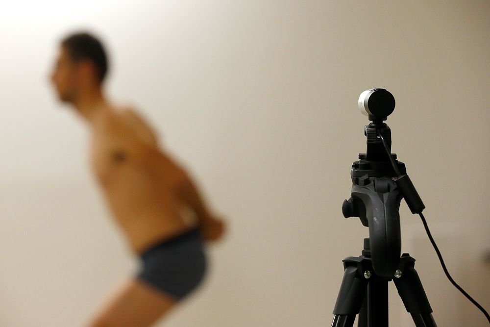 A riders undergoes a physio test.