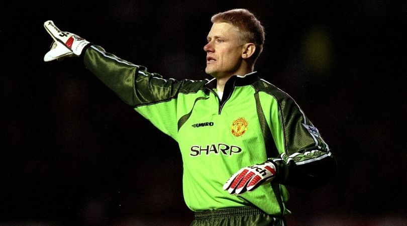 Peter Schmeichel in action for Manchester United against Chelsea in December 1998.