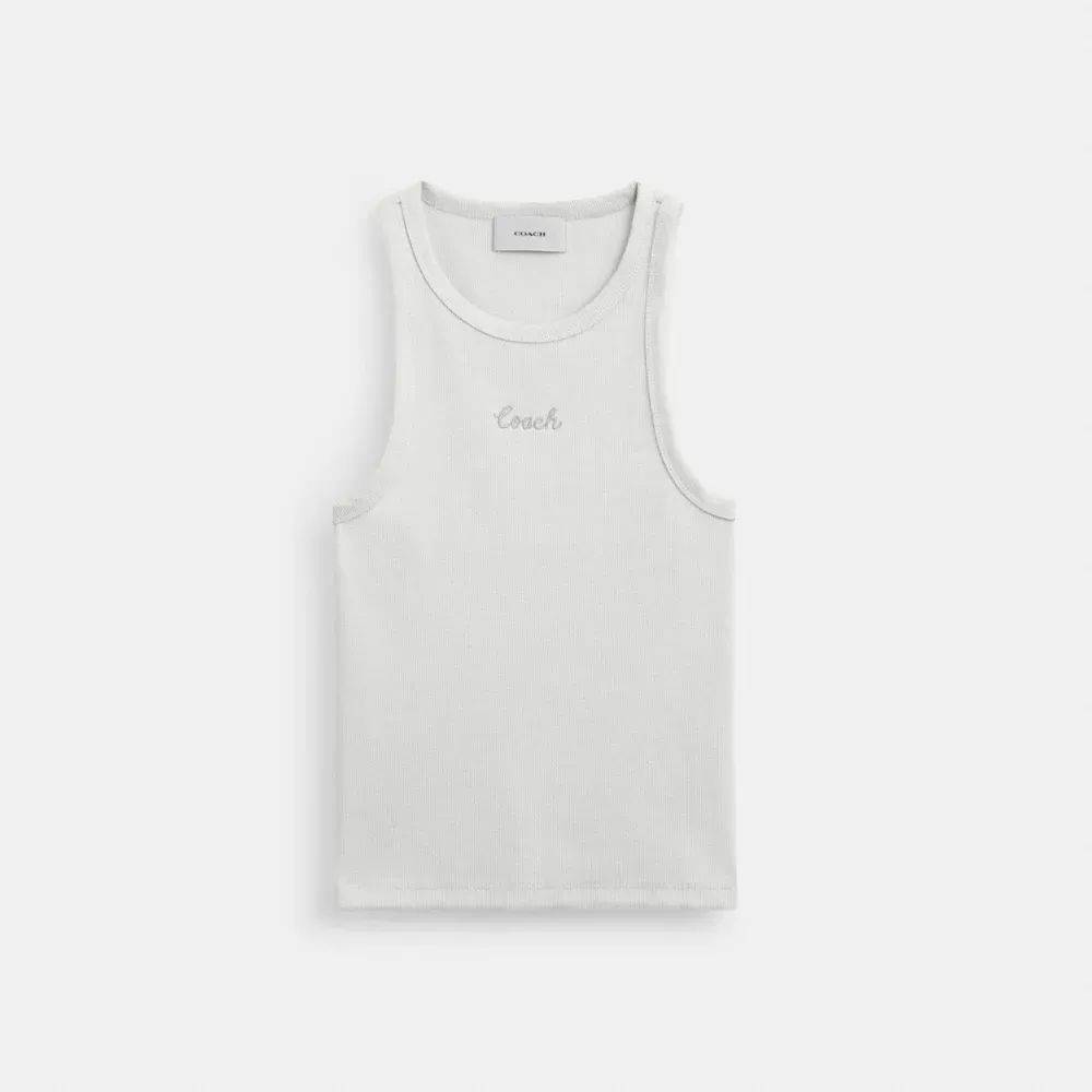 Ribbed Coach Script Tank Top