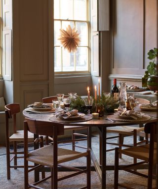 Dining room with festive table
