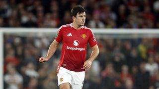 Harry Maguire of Manchester United on the ball ahead of the Man Utd vs FC Twente live stream