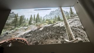 Skyrim playing from BenQ X300G against a bare wall