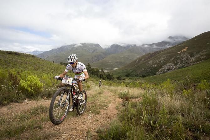 Nino Schurter of Scott-Odlo MTB Racing out in front during stage 4