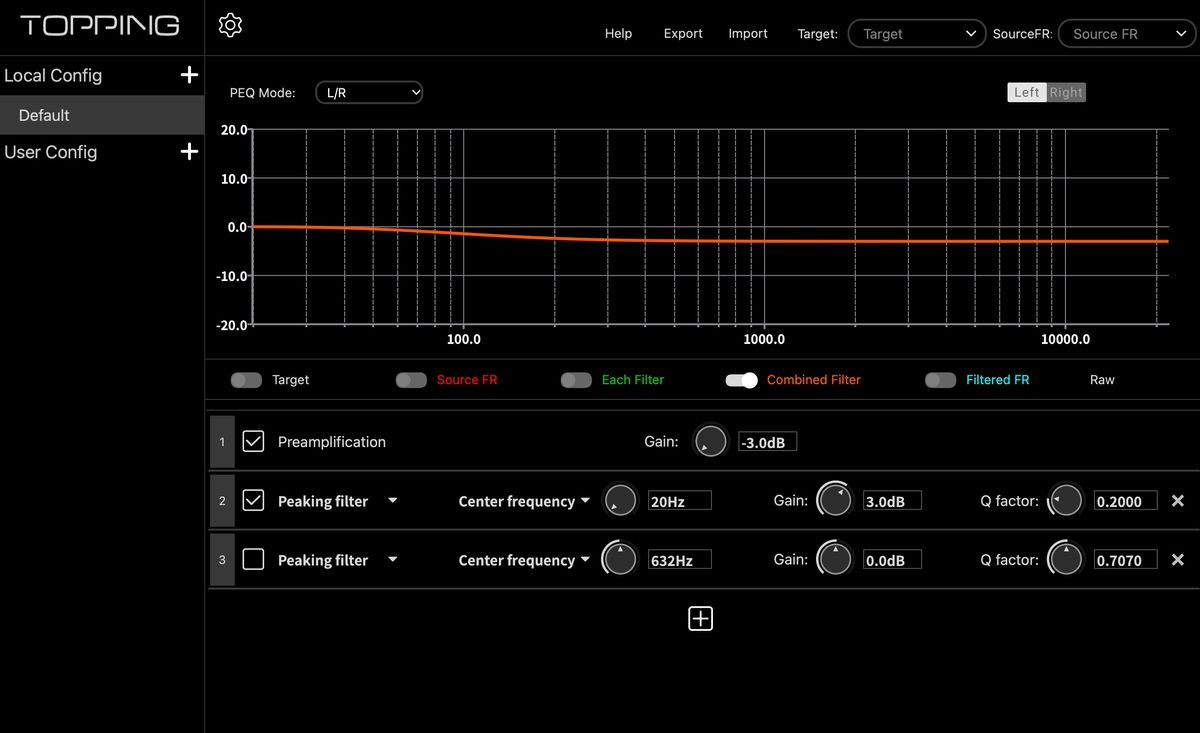Screenshot of the Topping DX1 II DAC EQ