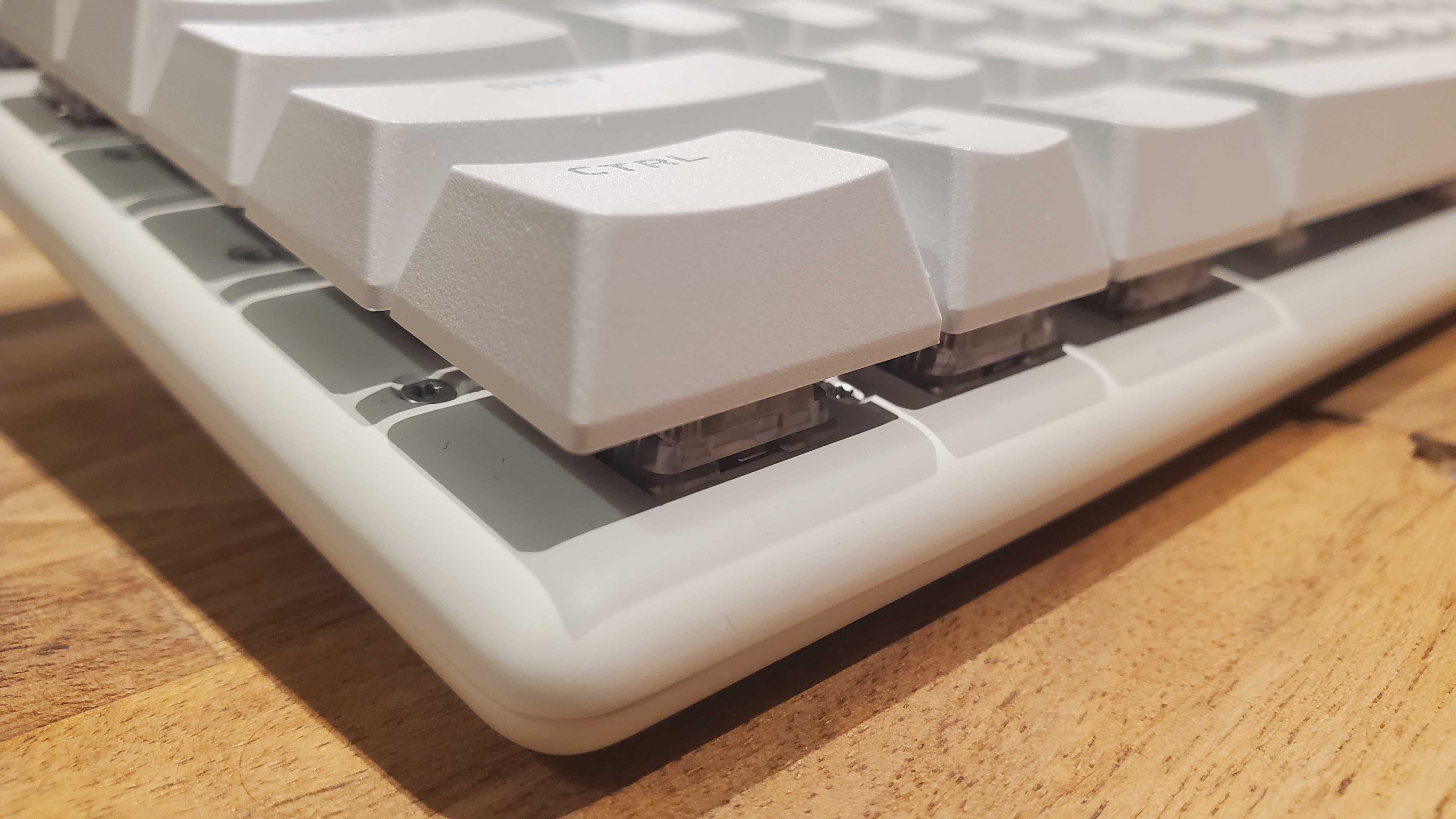 closeup of Alienware Pro Wireless gaming keyboard keys