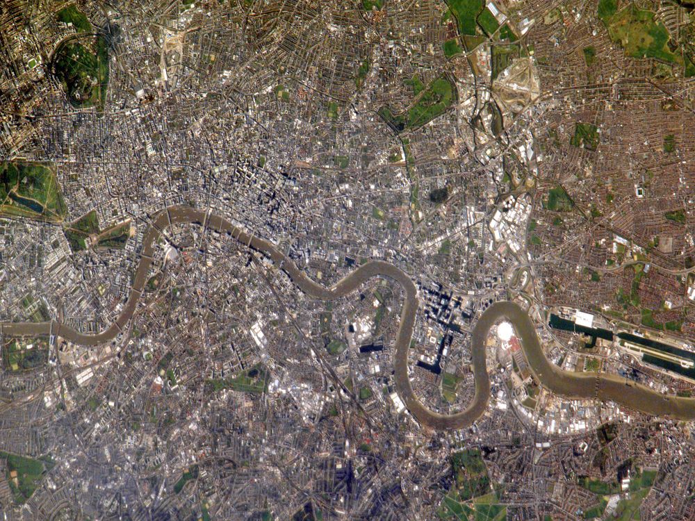 London seen in a photo taken by an astronaut