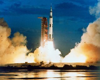 All Apollo rockets launched from the Kennedy Space Center near Orlando, Florida. (Pictured here is a Saturn V launched during an uncrewed mission, known as Apollo 4.)