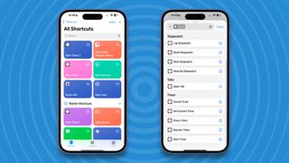 Open the Shortcuts app on your iPhone and Press the + button in the top right-hand corner. Scroll down to Clock or simply type 