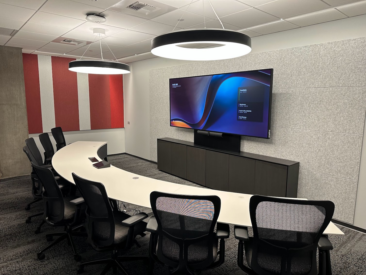 Microsoft Signature Teams Room located in The Hive at Microsoft&#039;s Redmond headquarters.