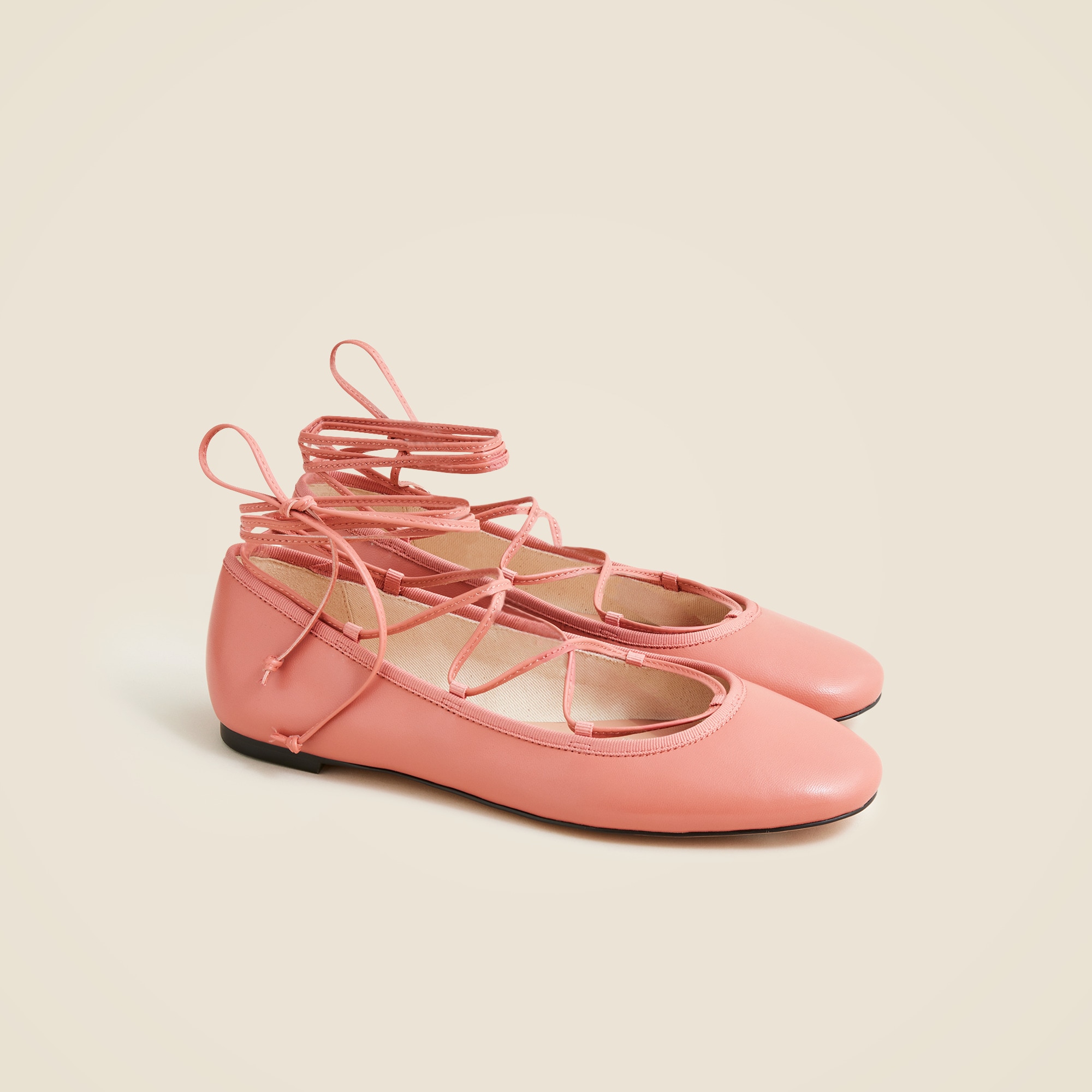 j.crew, Andi Lace-Up Ballet Flats in Leather