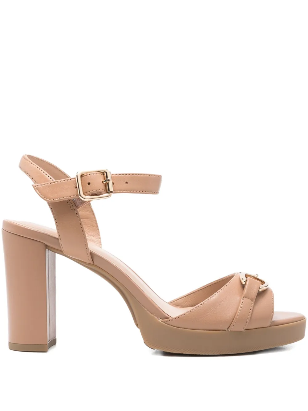 85mm Walk Pleasure Buckle-Detail Block-Heel Sandals | 36