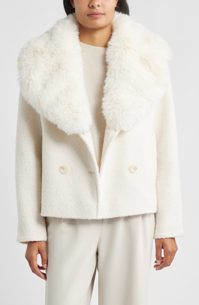 Peacoat With Removable Faux Fur Collar