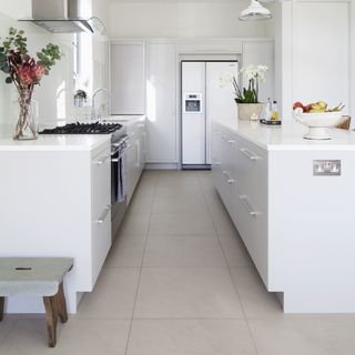 kitchen room with white kitchen countertops
