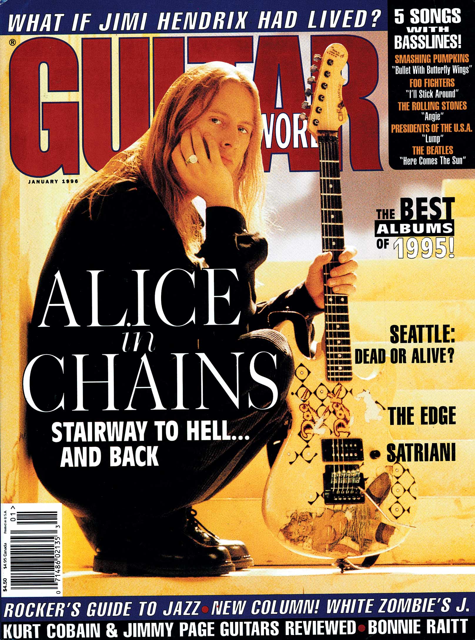 Jerry Cantrell on the cover of Guitar World's January 1996 issue.