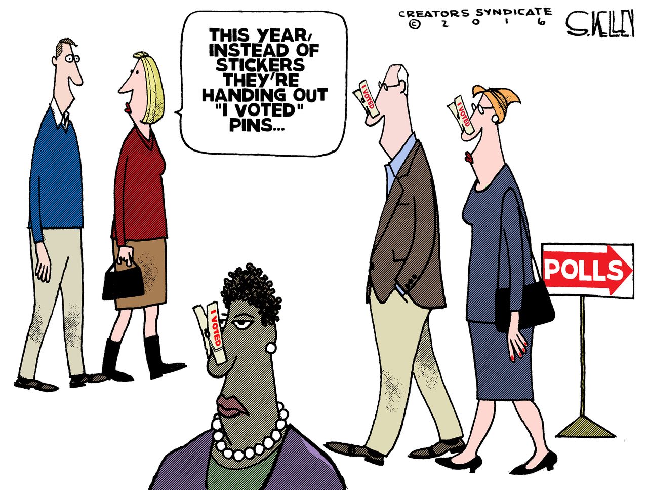 Political cartoon U.S. 2016 election voters