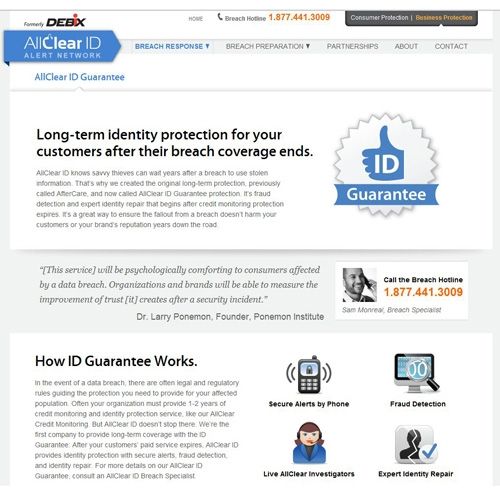 AllClear ID image: AllClear ID offers both a service guarantee as well as insurance for identity theft-related losses.