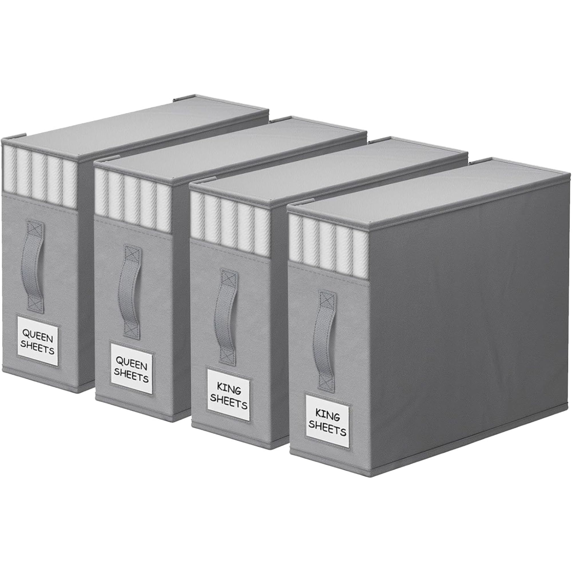 Grey bed sheet organizers