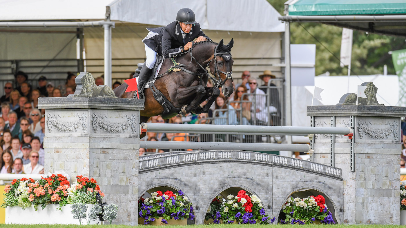 Tom Crisp and Liberty And Glory showjump at the Burghley Horse Trials