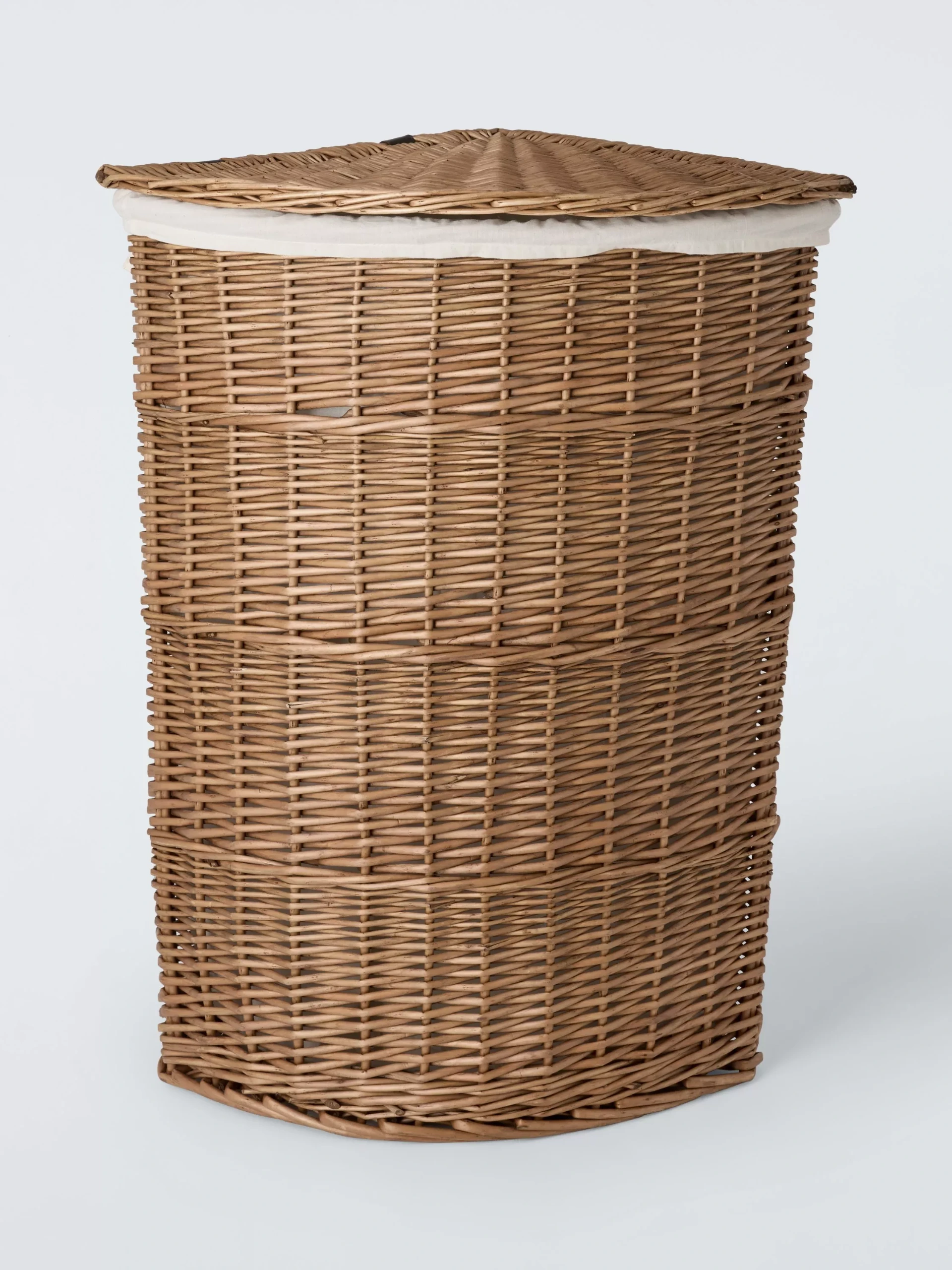John Lewis Wicker Corner Lidded Laundry Basket, Brown