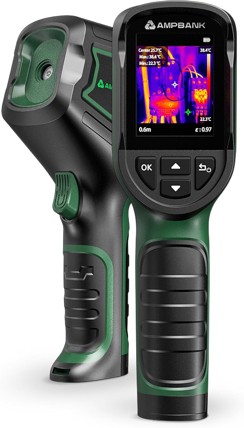 Thermal Camera Ampbank H128, 24h Battery Life, 240x240 Tisr Resolution, -20&amp;deg;c to 450&amp;deg;c, 25hz, Handheld Thermal Imaging Camera for Leak Inspection, Hvac Inspection, Home Maintenance