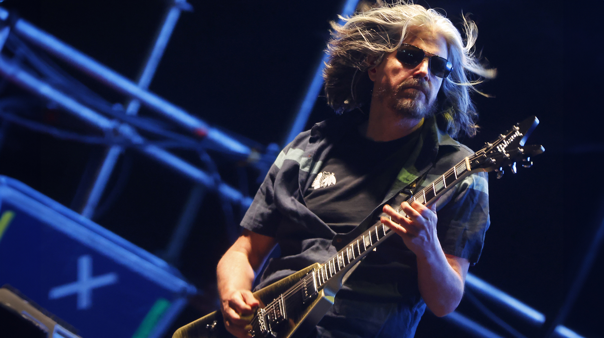 Adam Jones, of TOOL american Rock band, performs on the concert at Calle 2 on March 18, 2025 in Zapopan, Mexico.