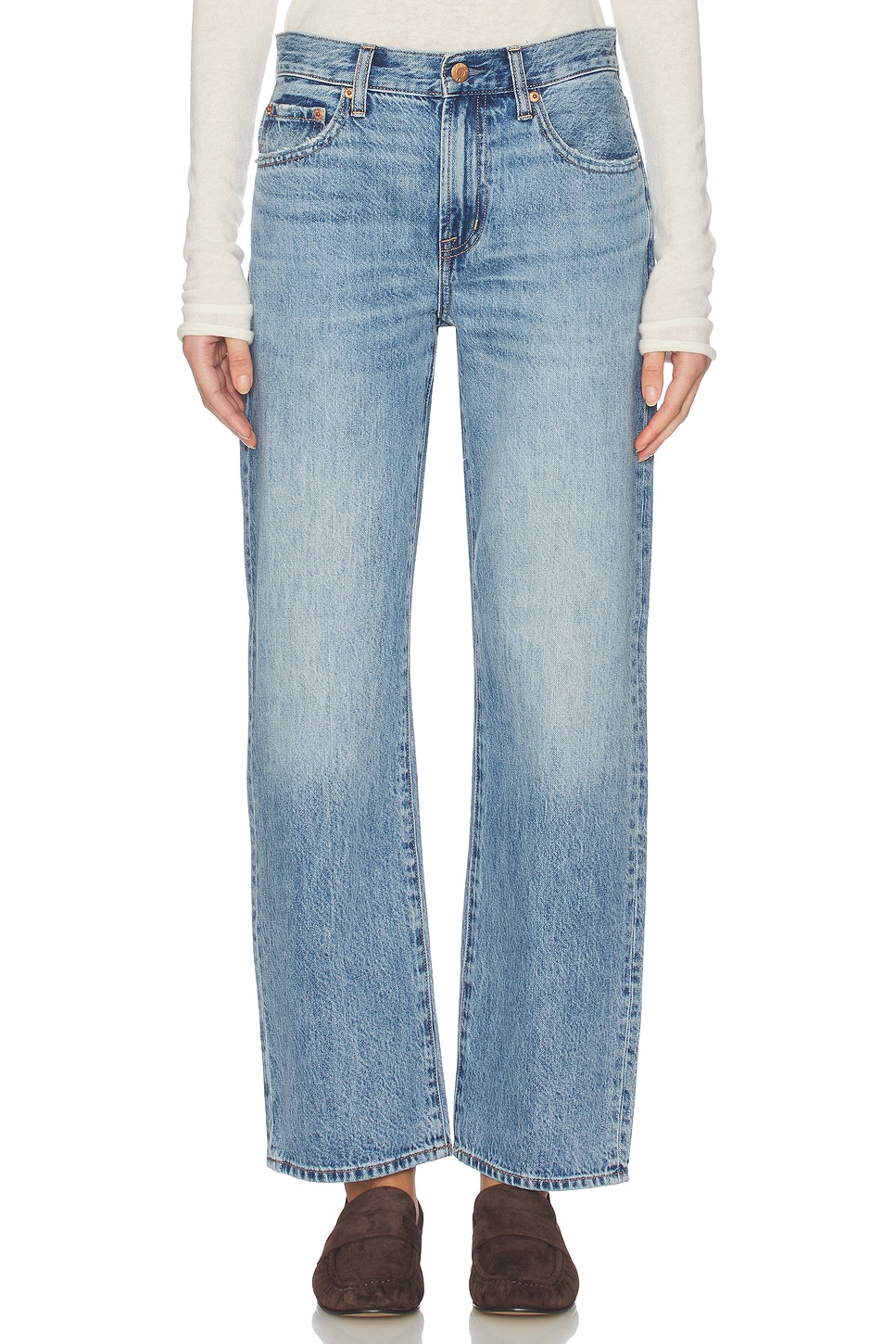 Lexi Mid Rise Bowed Straight Jeans