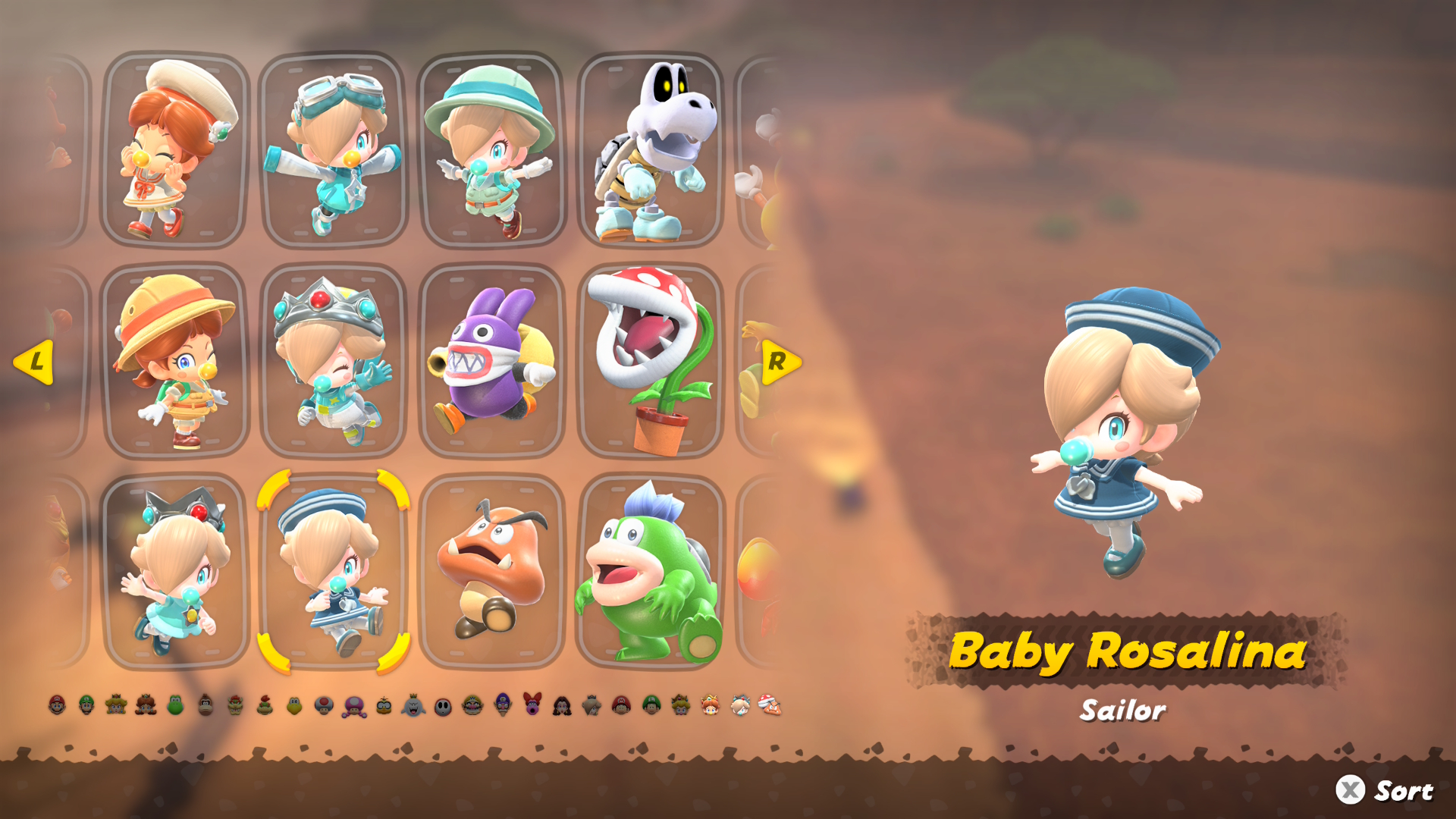 Mario Kart World Baby Rosalina outfits including Sailor