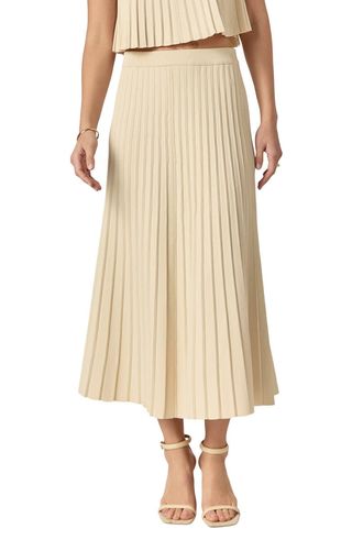 Pleated Knit Midi Skirt