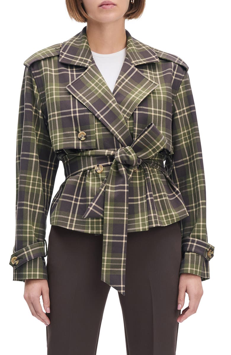 The Cropped Charles Plaid Trench Coat