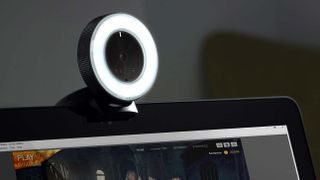 Razer Kiyo webcam with ring light turned on