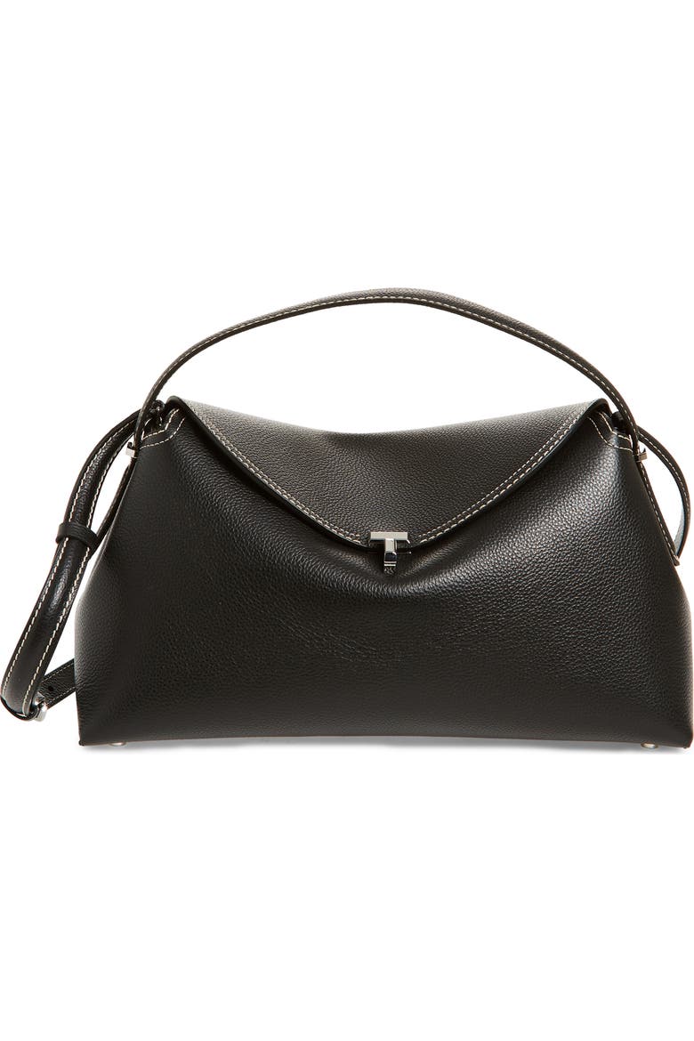 T-Lock Grained Leather Top Handle Bag