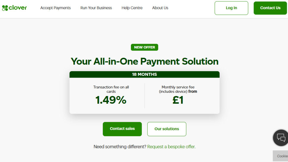 Clover website screenshot (May 2025)